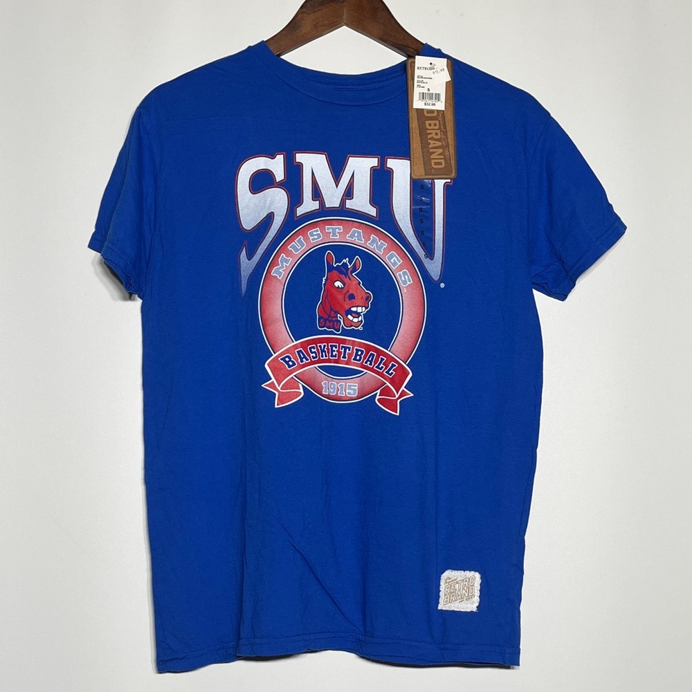 Original Retro Brand Blue SMU Mustangs Basketball Tee